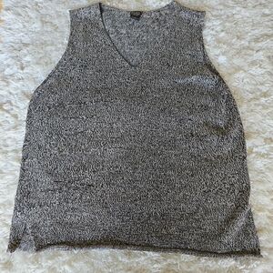 Eileen Fisher Gray Knit‎ Thank Top Size Large Linen / wool Blend